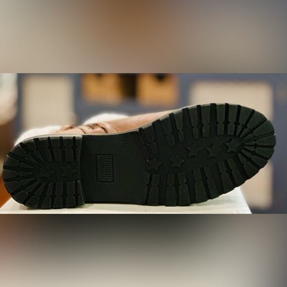 Cougar Kendal Cognac Weatherproof Leather Boots with White Fur Cuff. Size 10 NIB - Picture 6 of 13